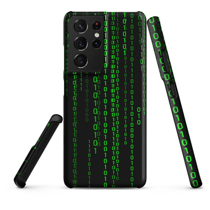 Image of the Matrix Falling Binary Snap Case for Samsung Samsung Galaxy S21 Ultra.