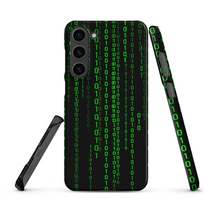Image of the Matrix Falling Binary Snap Case for Samsung Samsung Galaxy S23 Plus.