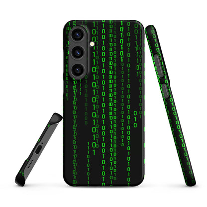 Image of the Matrix Falling Binary Snap Case for Samsung Samsung Galaxy S24 Plus.