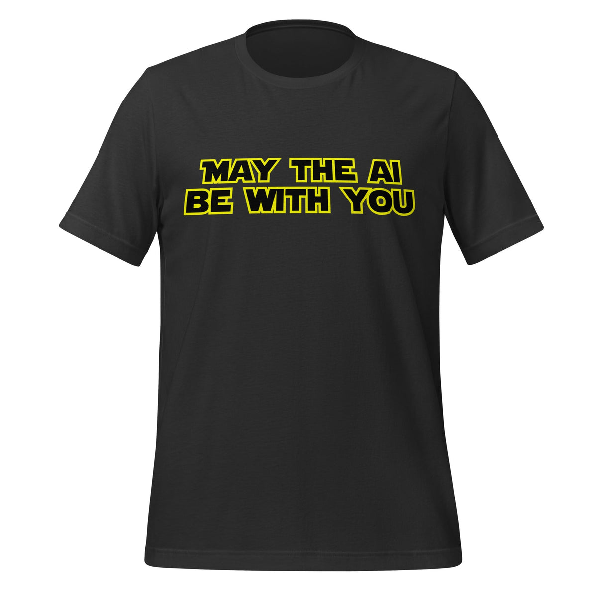 Product mockup photo of the May The AI Be With You T Shirt (unisex) Dark Grey / M.