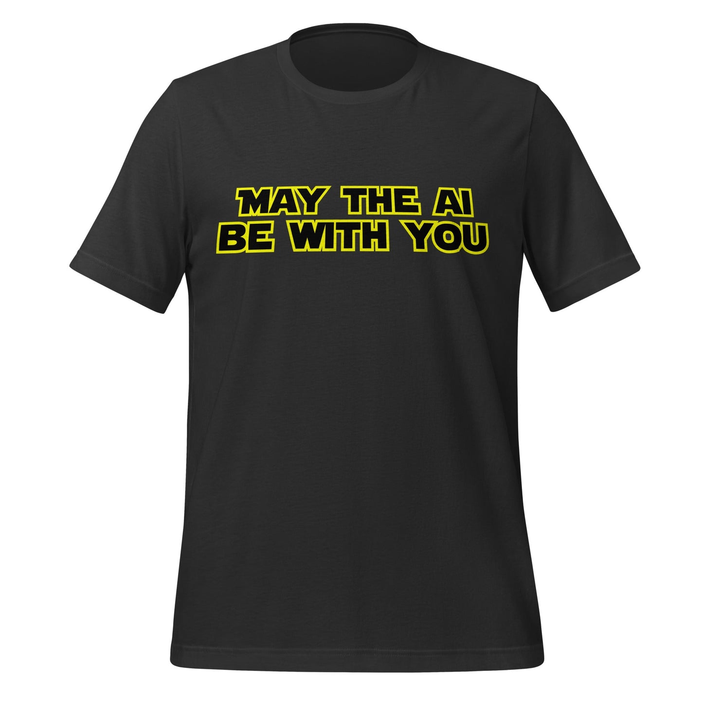 Product mockup photo of the May The AI Be With You T Shirt (unisex) Dark Grey / M.