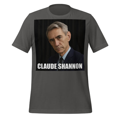 Image of the Meme Portrait of Claude Shannon T-Shirt (unisex) Asphalt / M.