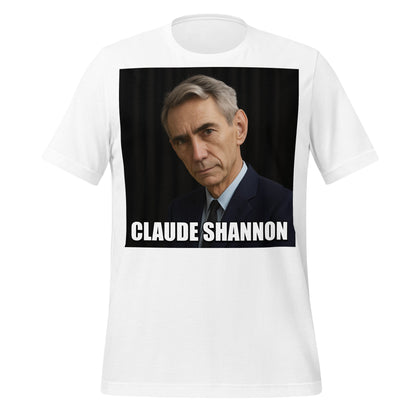 Image of the Meme Portrait of Claude Shannon T-Shirt (unisex) White / M.