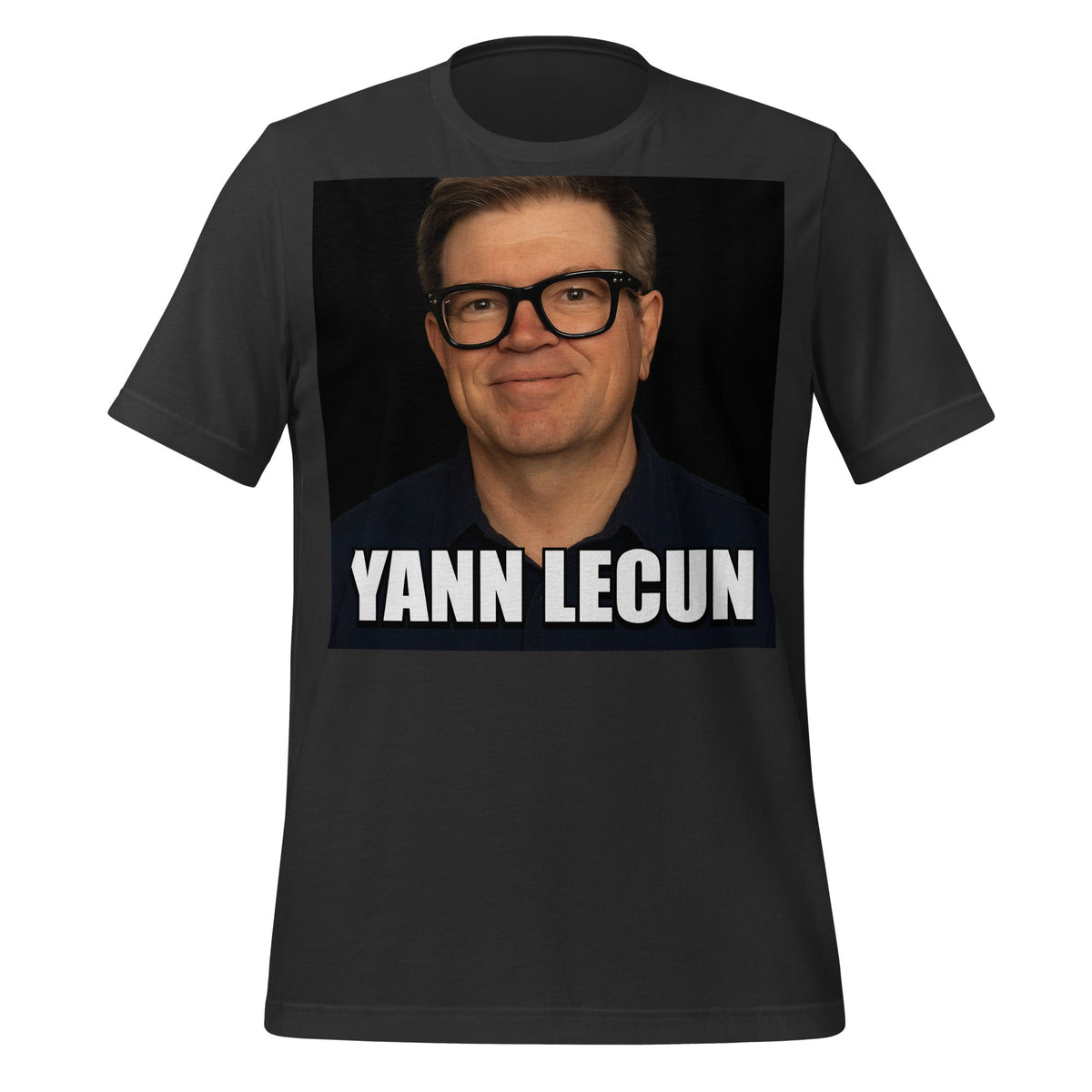 Image of the Meme Portrait of Yann LeCun T-Shirt (unisex) Dark Grey / XS.