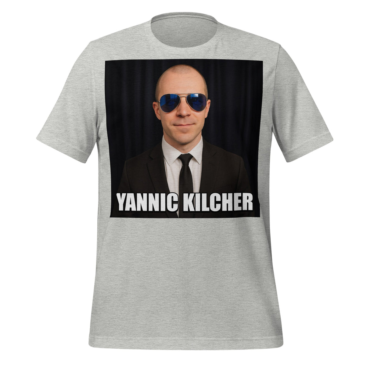 Image of the Meme Portrait of Yannic Kilcher T-Shirt (unisex) Athletic Heather / XS.