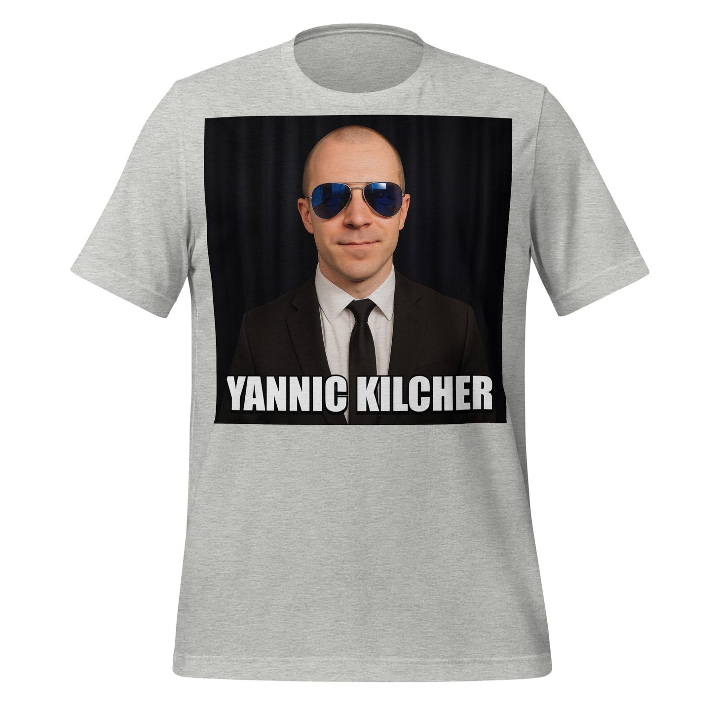 Image of the Meme Portrait of Yannic Kilcher T-Shirt (unisex) Athletic Heather / XS.