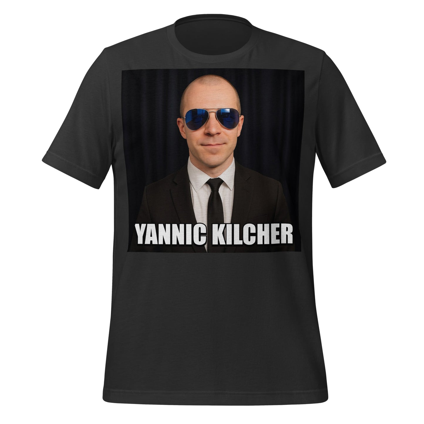 Image of the Meme Portrait of Yannic Kilcher T-Shirt (unisex) Dark Grey / XS.