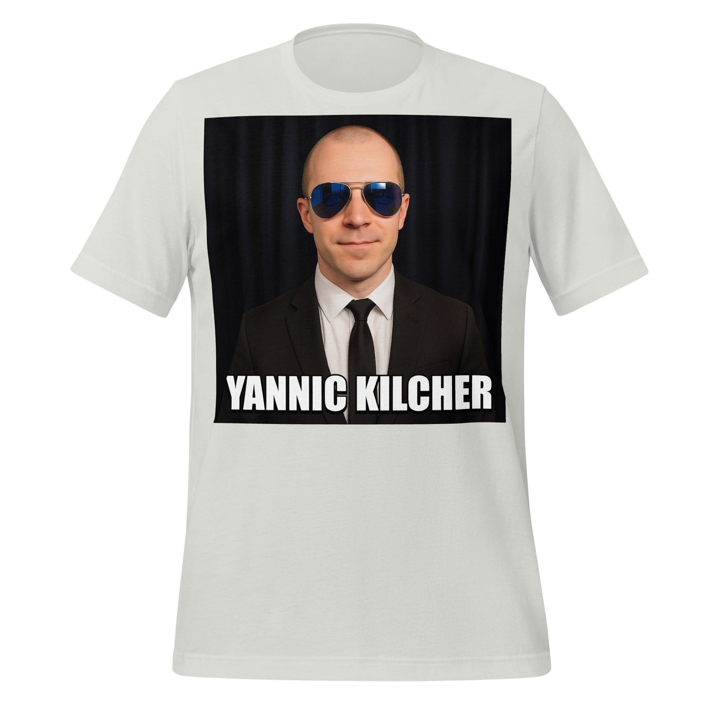 Image of the Meme Portrait of Yannic Kilcher T-Shirt (unisex) Silver / S.