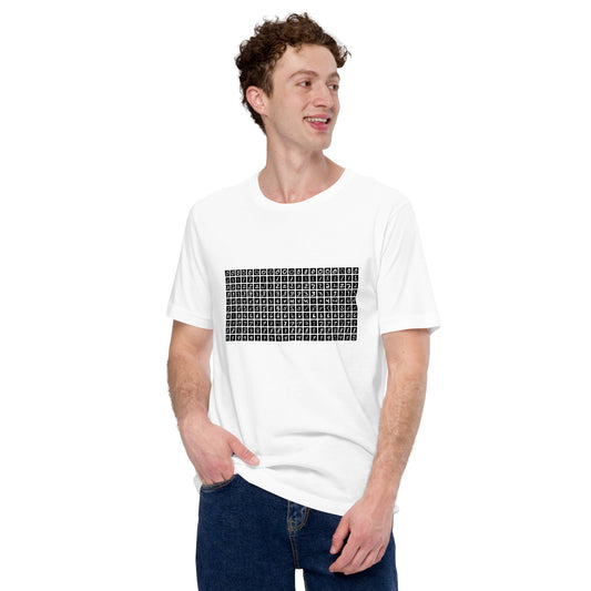 Product mockup photo of the MNIST Number Dataset T Shirt (unisex).