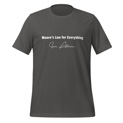 Product mockup photo of the Moore’s Law for Everything [Sam Altman] T Shirt (unisex) Asphalt / M.
