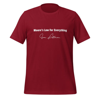 Product mockup photo of the Moore’s Law for Everything [Sam Altman] T Shirt (unisex) Cardinal / M.
