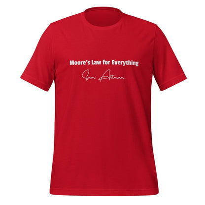 Product mockup photo of the Moore’s Law for Everything [Sam Altman] T Shirt (unisex) Red / M.
