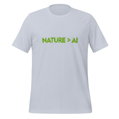 Product mockup photo of the Nature Trumps AI T Shirt (unisex) Light Blue / M.