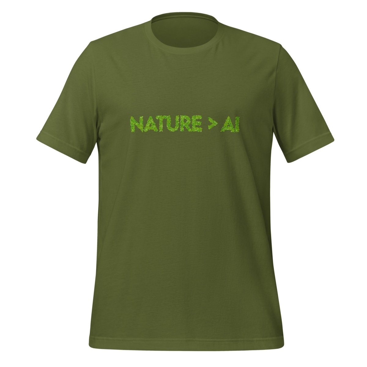 Product mockup photo of the Nature Trumps AI T Shirt (unisex) Olive / M.