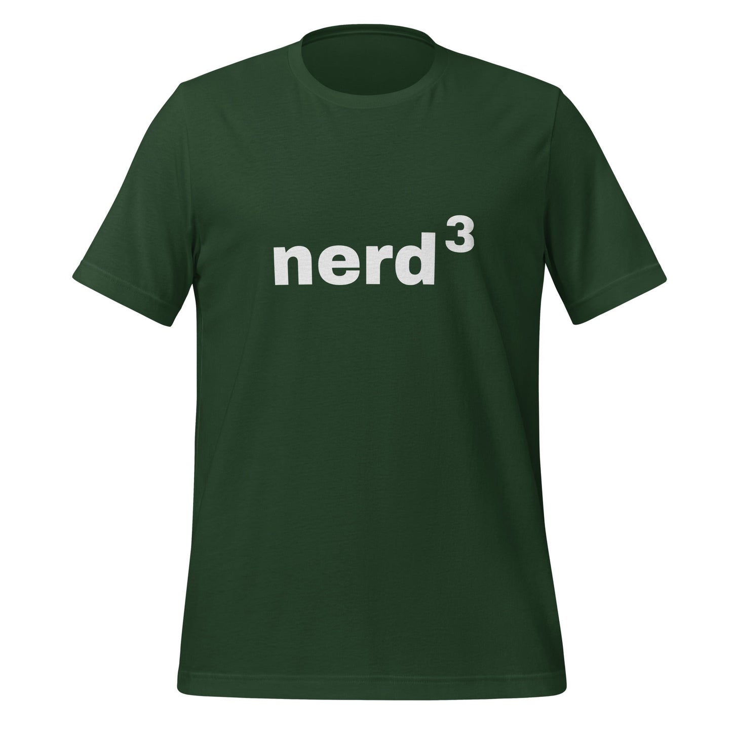 Product mockup photo of the Nerd Cubed T Shirt (unisex) Forest / M.
