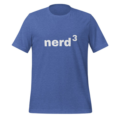 Product mockup photo of the Nerd Cubed T Shirt (unisex) Heather True Royal / M.