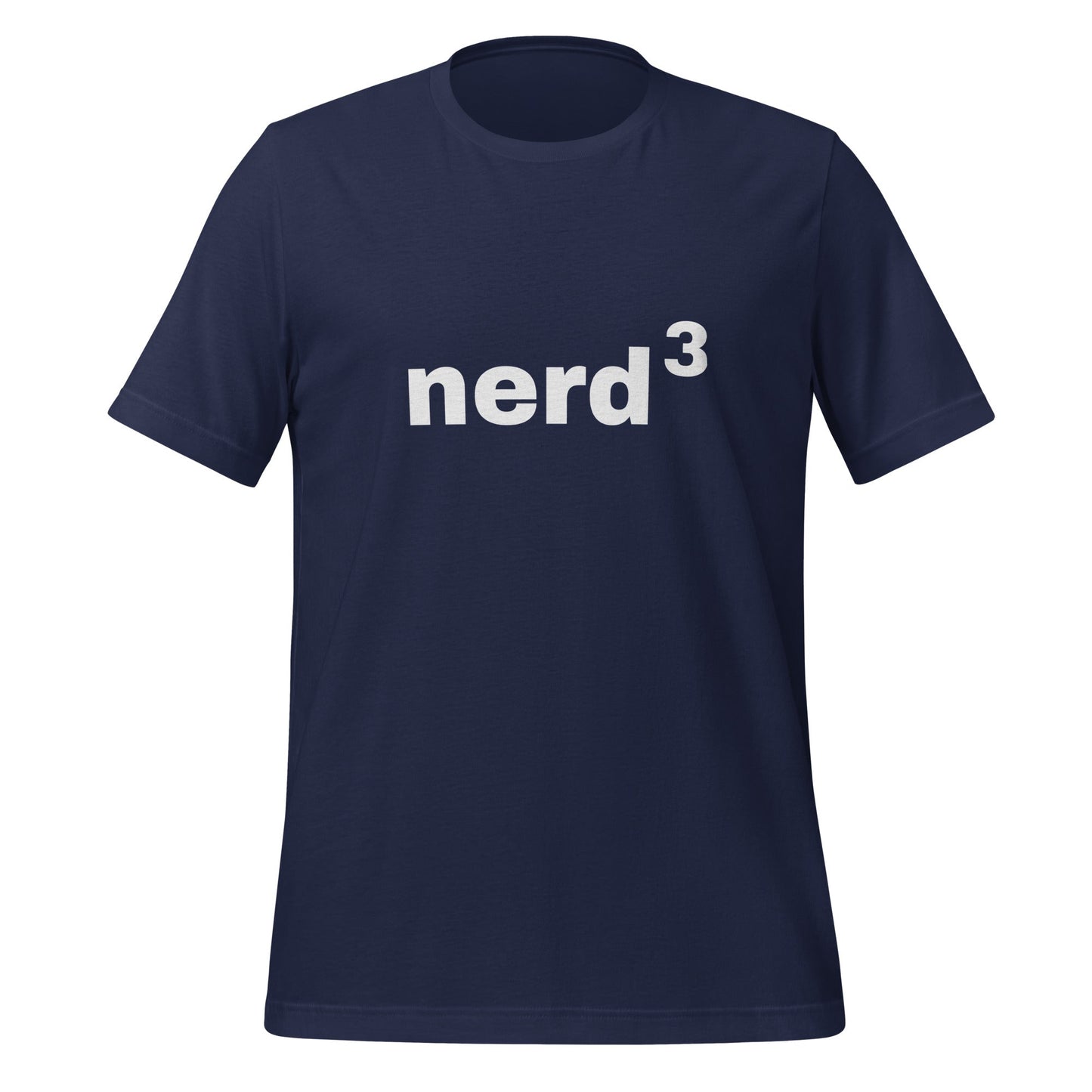 Product mockup photo of the Nerd Cubed T Shirt (unisex) Navy / M.