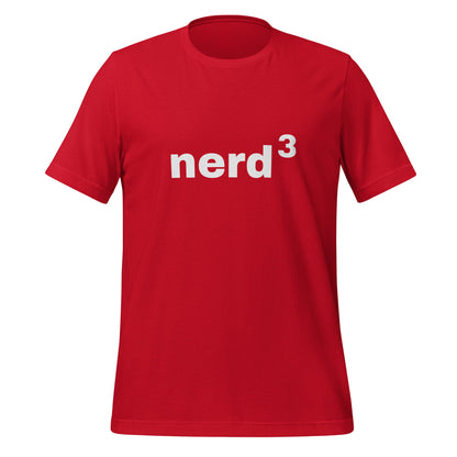 Product mockup photo of the Nerd Cubed T Shirt (unisex) Red / M.