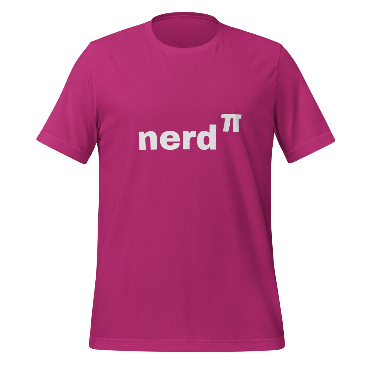 Product mockup photo of the Nerd to the Power of Pi T Shirt (unisex) Berry / M.