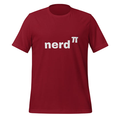 Product mockup photo of the Nerd to the Power of Pi T Shirt (unisex) Cardinal / M.