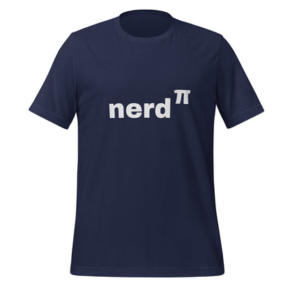 Product mockup photo of the Nerd to the Power of Pi T Shirt (unisex) Navy / M.