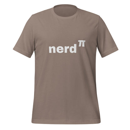 Product mockup photo of the Nerd to the Power of Pi T Shirt (unisex) Pebble / M.