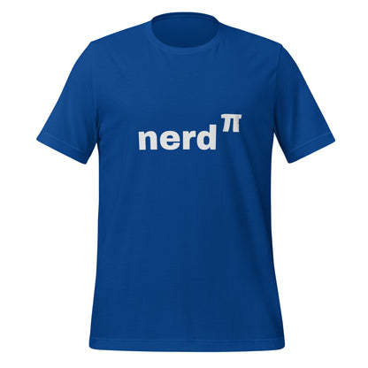 Product mockup photo of the Nerd to the Power of Pi T Shirt (unisex) True Royal / M.