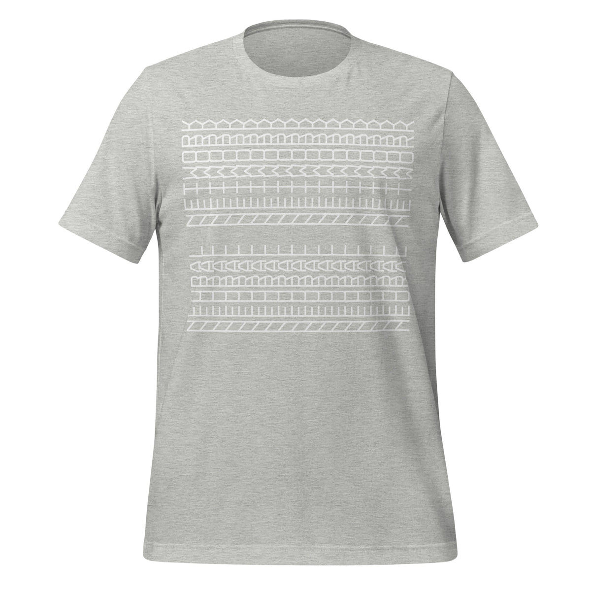 Product mockup photo of the Neural Network Tyre Tread T Shirt (unisex) Athletic Heather / M.