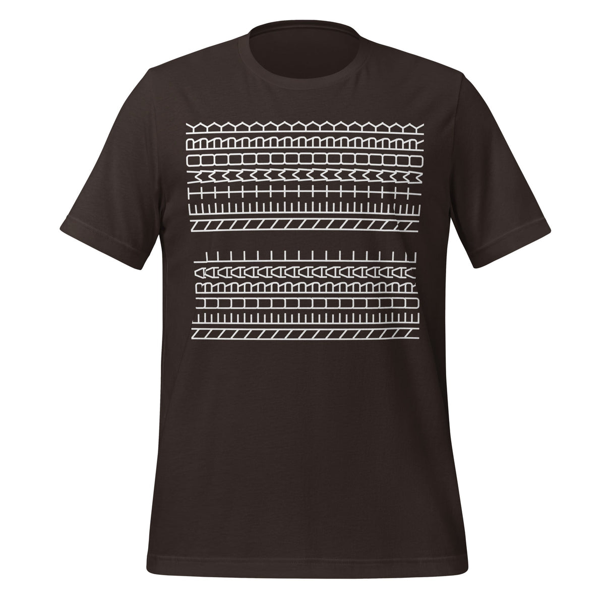 Product mockup photo of the Neural Network Tyre Tread T Shirt (unisex) Brown / M.