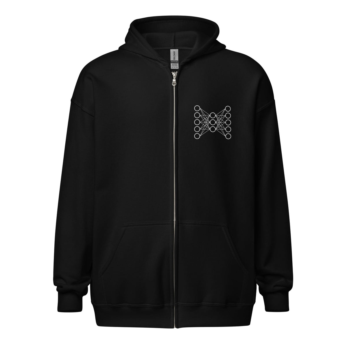 Image of the Neural Network Zip Hoodie 9 (unisex) Black / M.