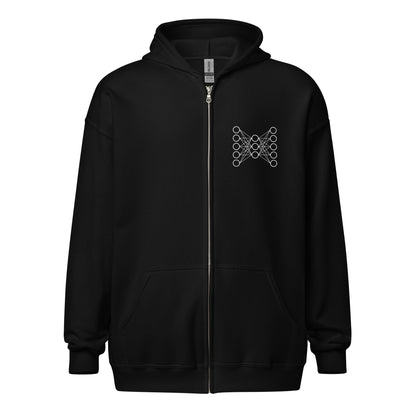 Image of the Neural Network Zip Hoodie 9 (unisex) Black / M.