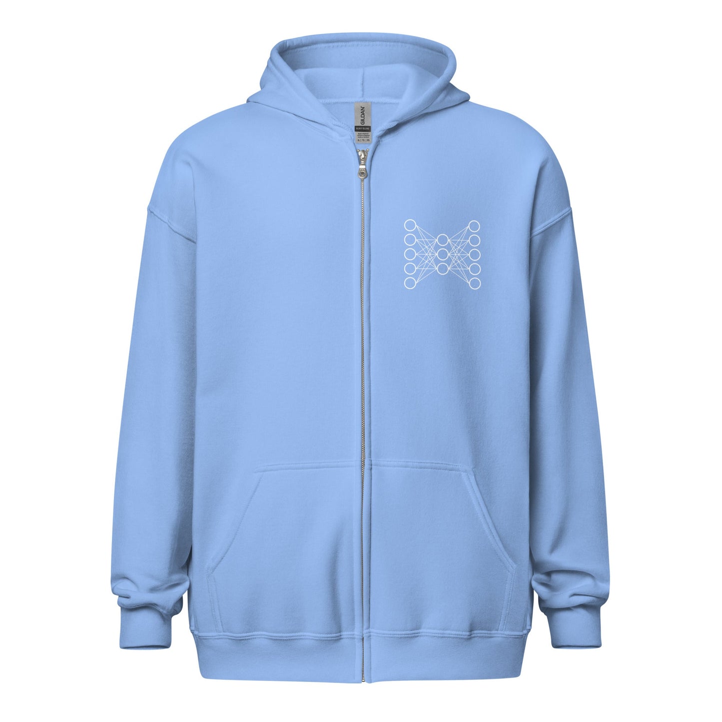 Image of the Neural Network Zip Hoodie 9 (unisex) Carolina Blue / M.