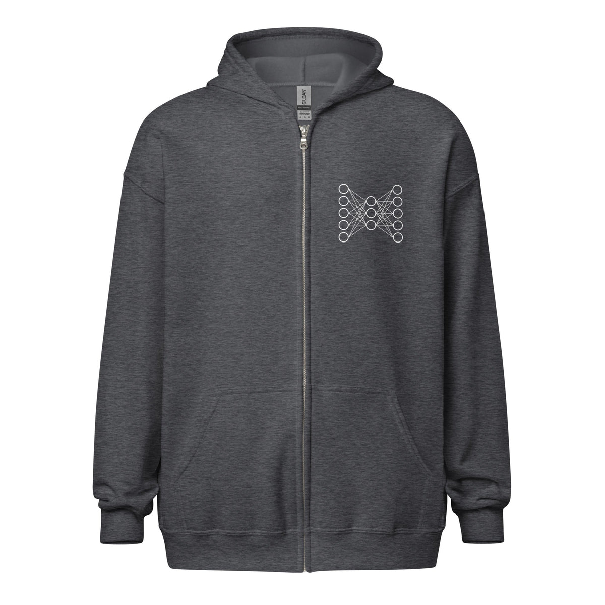Image of the Neural Network Zip Hoodie 9 (unisex) Dark Heather / M.