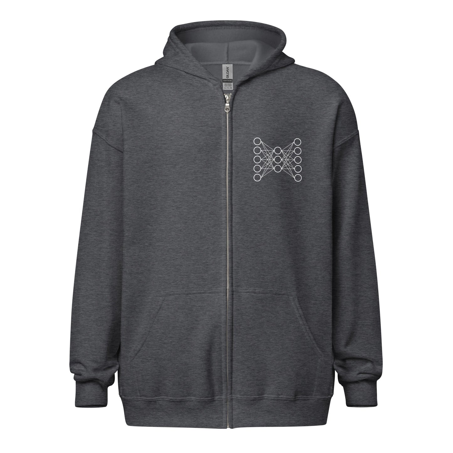 Image of the Neural Network Zip Hoodie 9 (unisex) Dark Heather / M.