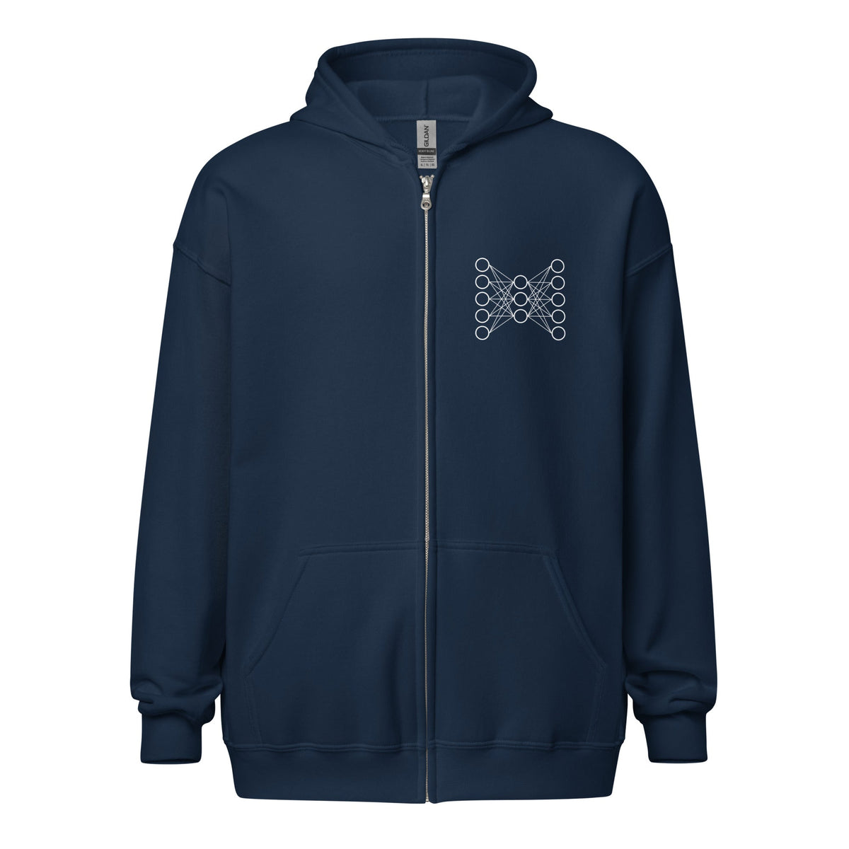 Image of the Neural Network Zip Hoodie 9 (unisex) Navy / M.