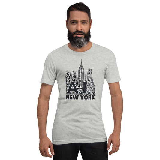 Product mockup photo of the New York AI T Shirt (unisex).