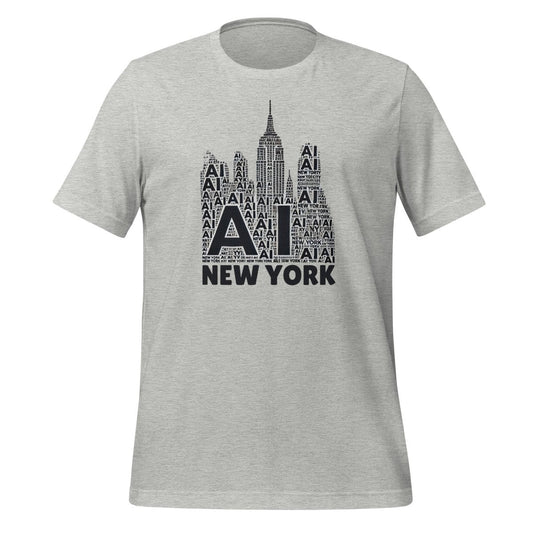Product mockup photo of the New York AI T Shirt (unisex) Athletic Heather / M.
