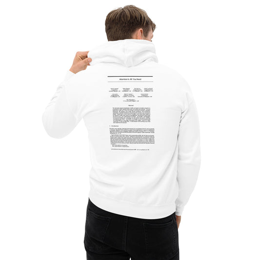 Product mockup photo of the NIPS 2017 Attention is All You Need Paper on Back Hoodie (unisex).