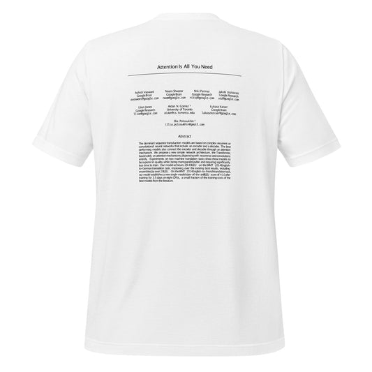 Image of the NIPS 2017 Attention is All You Need Paper on Back T-Shirt (unisex).