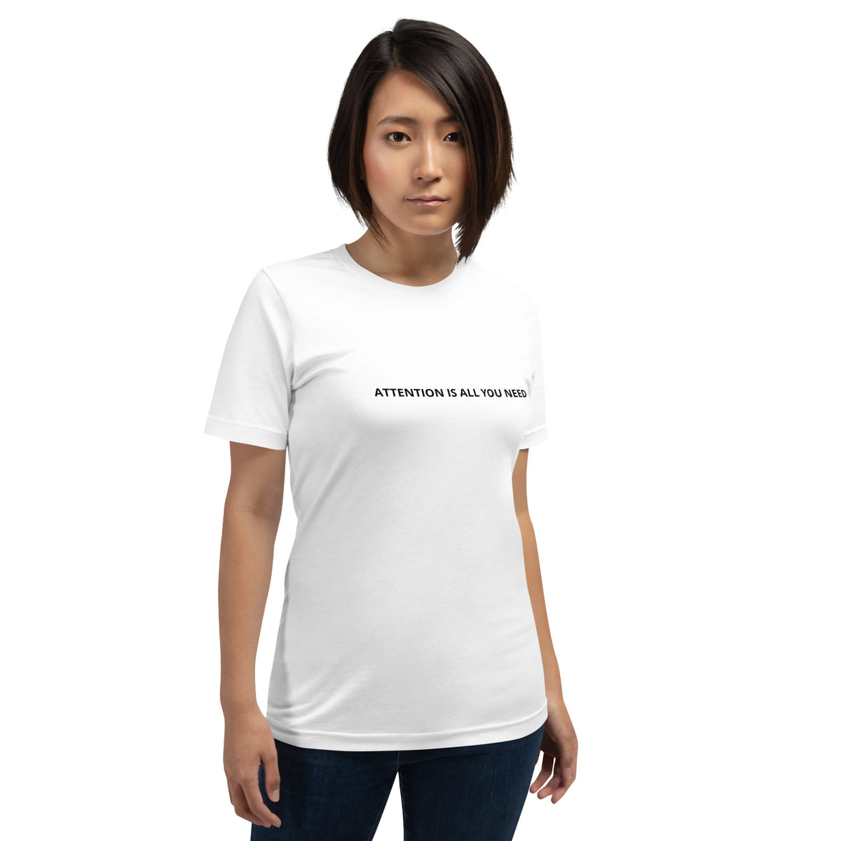 Product mockup photo of the NIPS 2017 Attention is All You Need Paper on Back T-Shirt (unisex).
