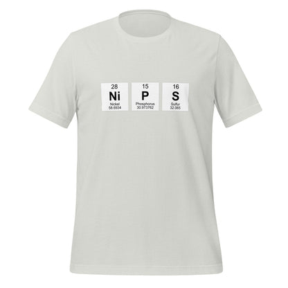 Product mockup photo of the NIPS Chemical Elements T Shirt (unisex) Silver / M.