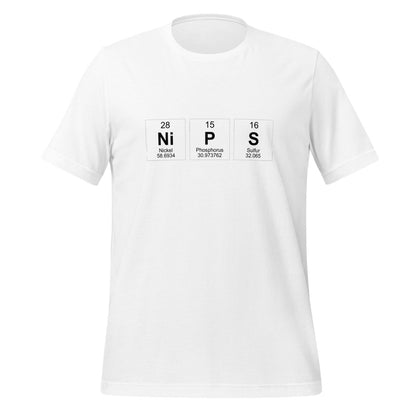 Product mockup photo of the NIPS Chemical Elements T Shirt (unisex) White / M.