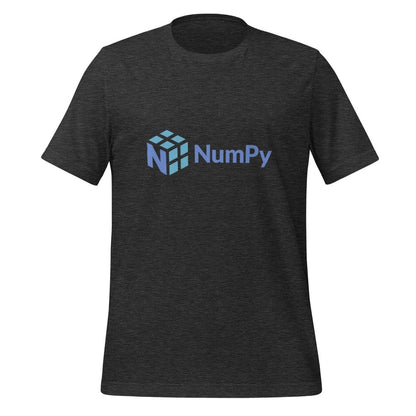 Product mockup photo of the NumPy Logo T Shirt (unisex) Dark Grey Heather / M.