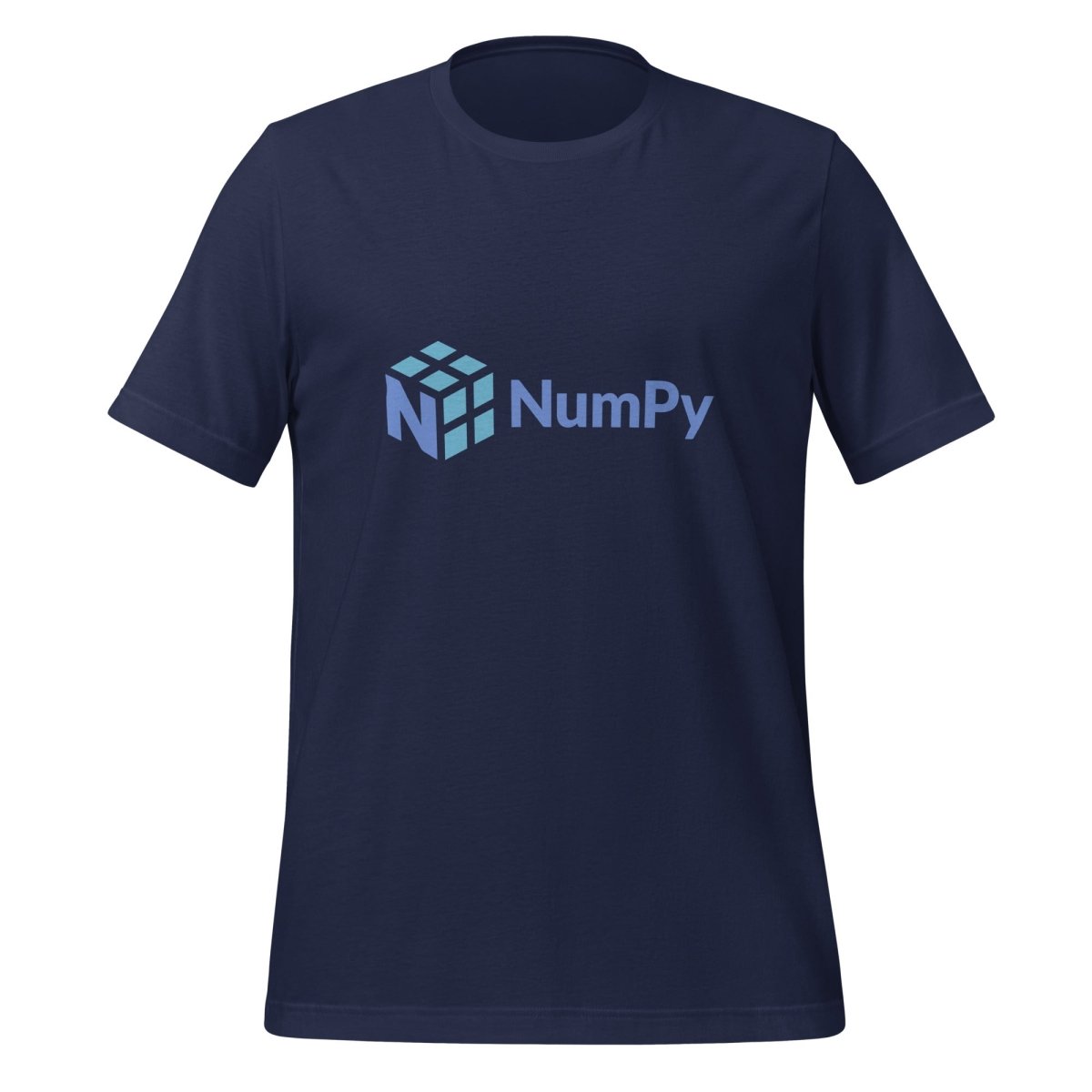 Product mockup photo of the NumPy Logo T Shirt (unisex) Navy / M.