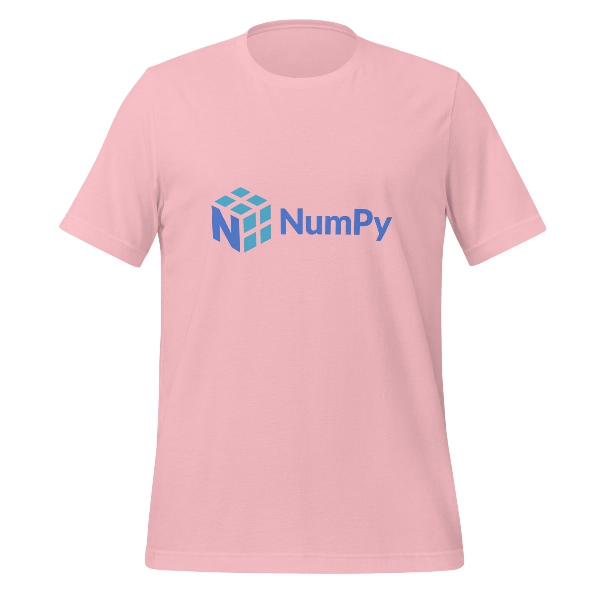 Product mockup photo of the NumPy Logo T Shirt (unisex) Pink / M.