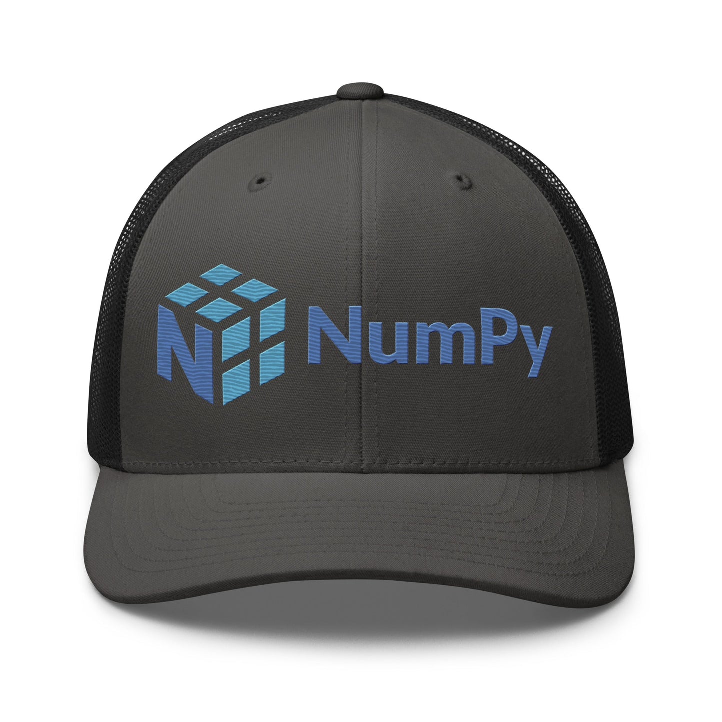 Image of the NumPy Logo Trucker Cap Charcoal/ Black.