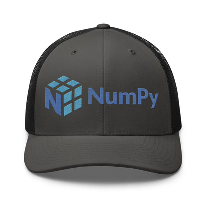 Image of the NumPy Logo Trucker Cap Charcoal/ Black.