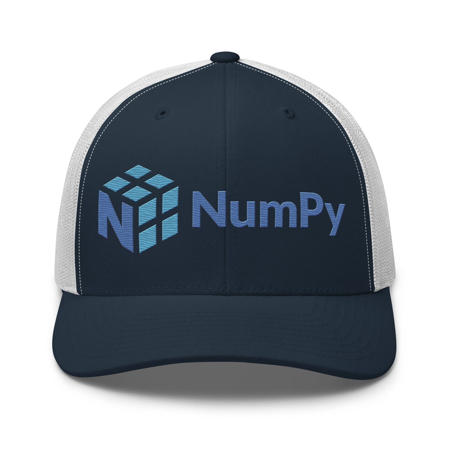 Image of the NumPy Logo Trucker Cap Navy/ White.