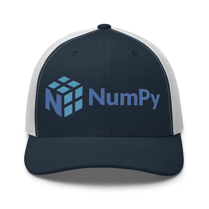 Image of the NumPy Logo Trucker Cap Navy/ White.