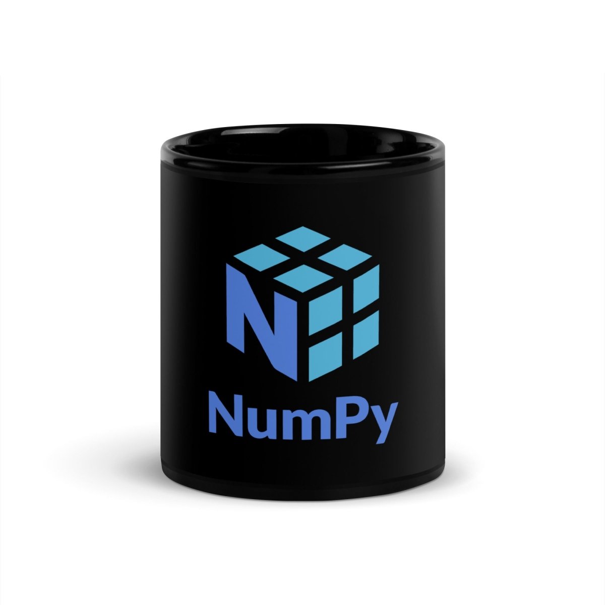 Image of the NumPy Stacked Logo Black Glossy Mug 11 oz.